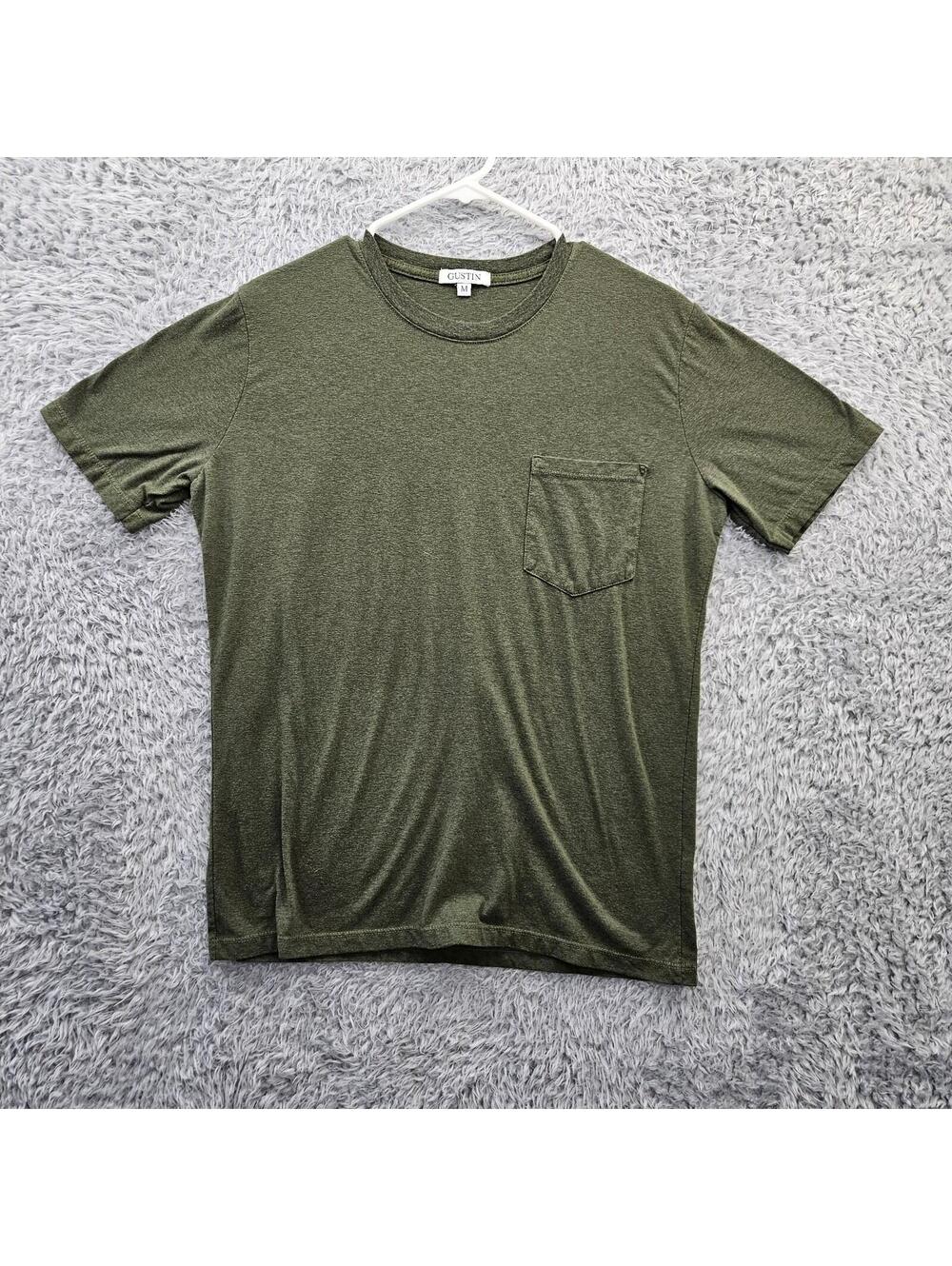 GUSTIN Pocket T Shirt Tri Blend Cotton Rayon Polyester Green Men Medium USA